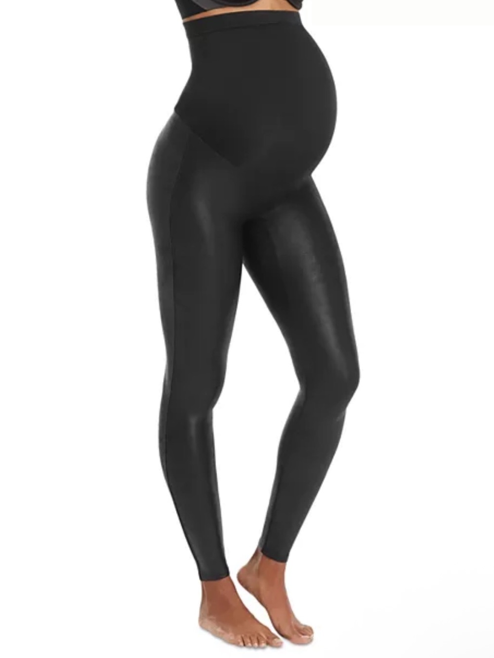 SPANX Mama Maternity Faux Leather Leggings Black High Waist Pants Size Small